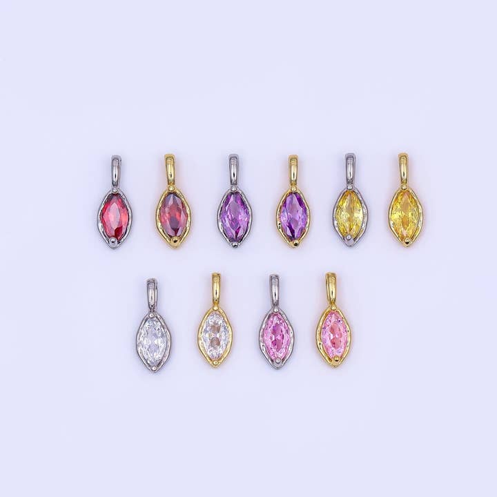 Pendentif Marquise CZ avec Bézel en Or Fondu Plaqué Or 24K en Or & Argent | AH433 - AH435 pour la vente par Aim Eternal