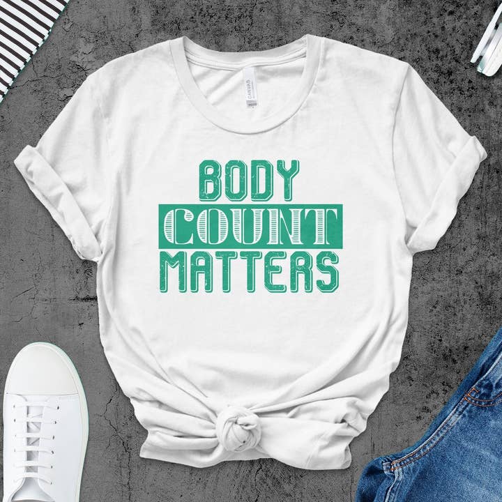 T-shirt de motivation sportive « Body Count Matters » – Citation fitness, vêtement unisexe décontracté pour la vente par FreakyTeeFactory