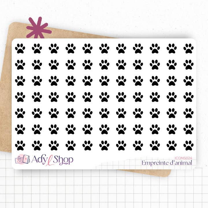 Folha de autocolantes mini ícones "pegada de animal" por atacado de AdyLShop