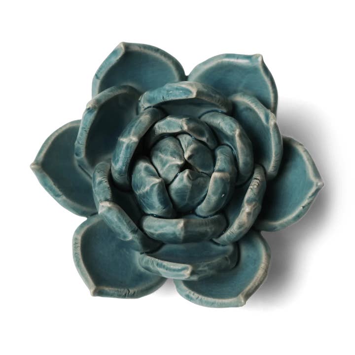 Ceramic Flower Wall Art Succulent Teal 11 for wholesale on Faire
