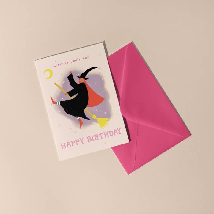 Little Black Cat Illustrated Goods - Wholesale Birthday Card - Witches Don't Age Birthday Card | Folky Card | Women's Card
