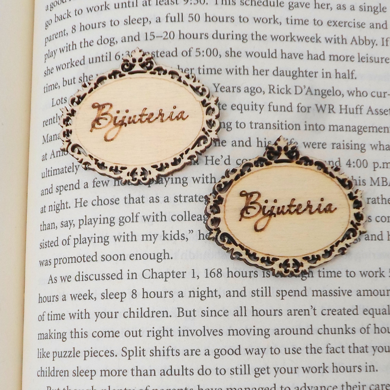 Atiladecor, Artesanato Lda - Wholesale Knutselbenodigdheden - Plaquette met het opschrift „Bijuteria” Rendilhada Oval — Min. 10 pond2