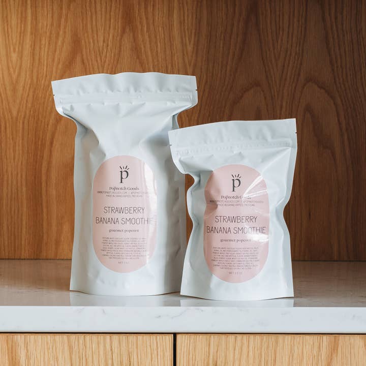 Popcorn au smoothie aux fraises et aux bananes pour la vente par Popnotch Goods