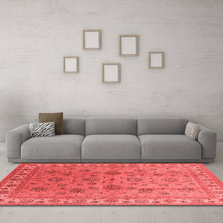Tapis industriels rouges orientaux lavables en machine pour la vente par Ahgly