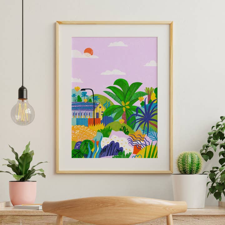 Stampa artistica Tropical Island (senza cornice) per la vendita all'ingrosso da parte di Sofia Varano