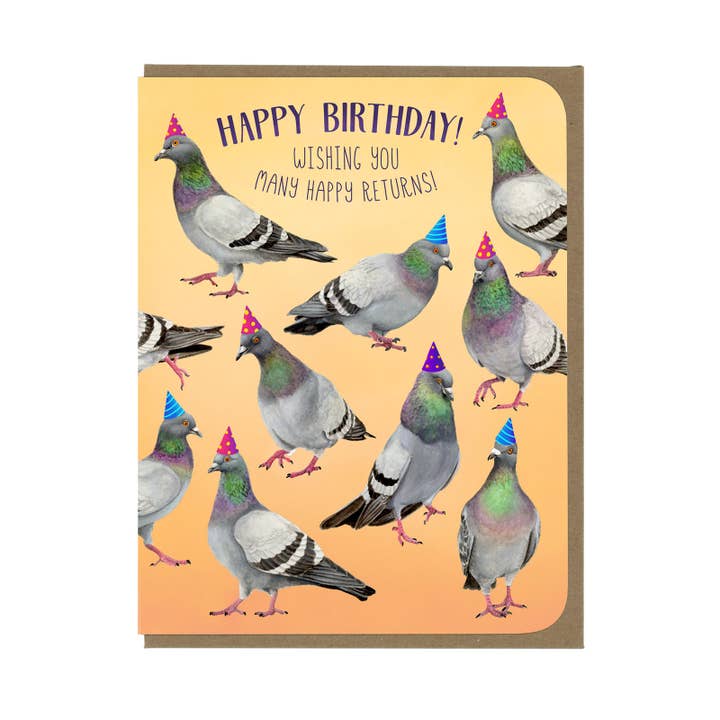 BIRTHDAY - Many Happy Pigeons - Greeting Card for wholesale by Amy Rose Moore Illustration