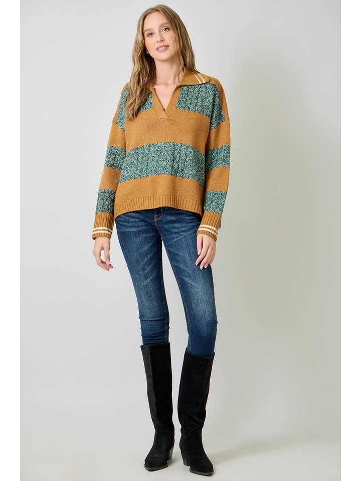 Mystree - Wholesale Knit Sweater - Women's - 60899 V-Neck Multistripe Sweater14