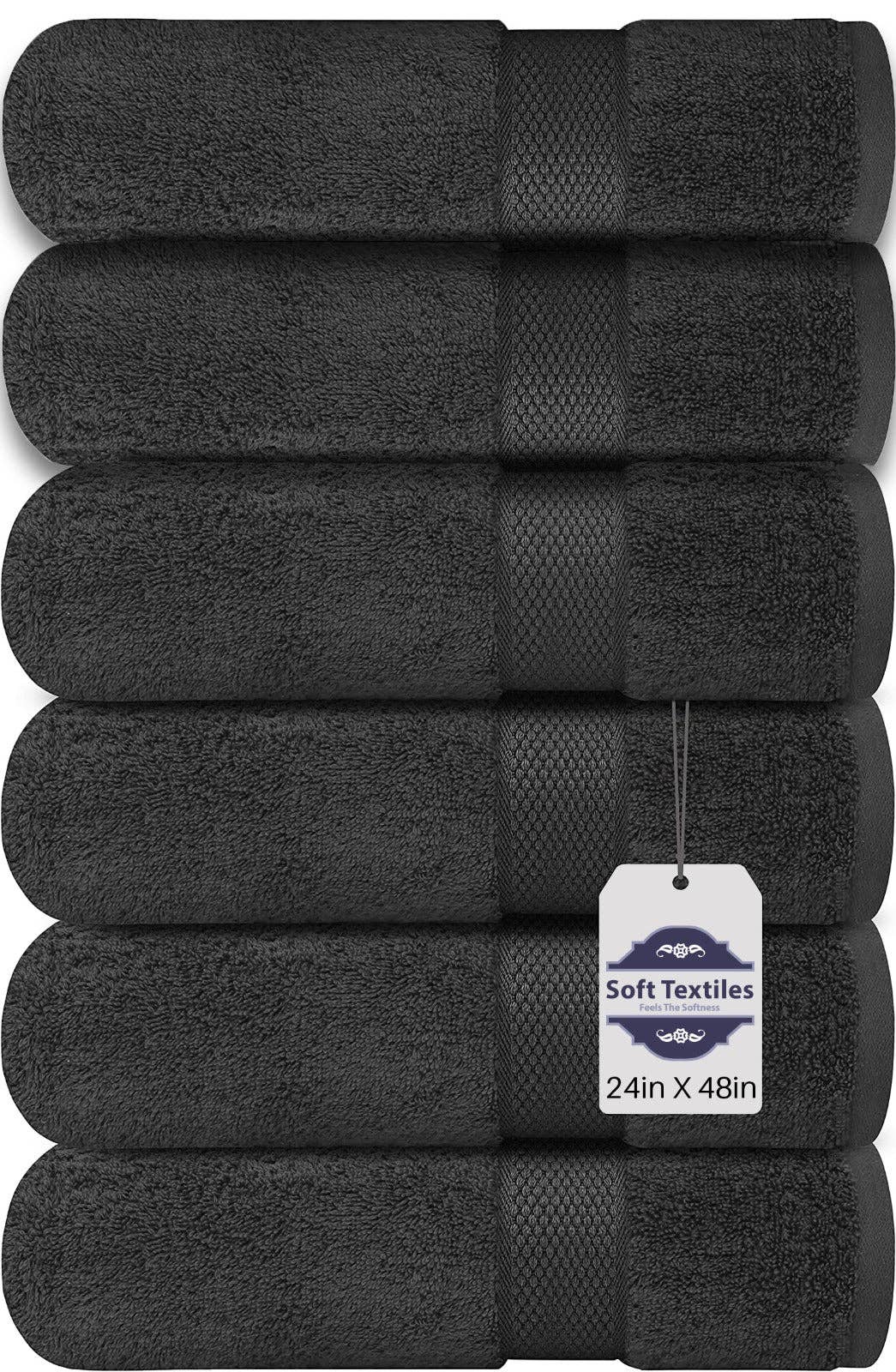 Soft Textiles - Wholesale Towel Set - SOFT TEXTILES BATH TOWEL 6 PACK 100% COTTON RING SPUN BATH TOWELS SET 24X48 INCHES1