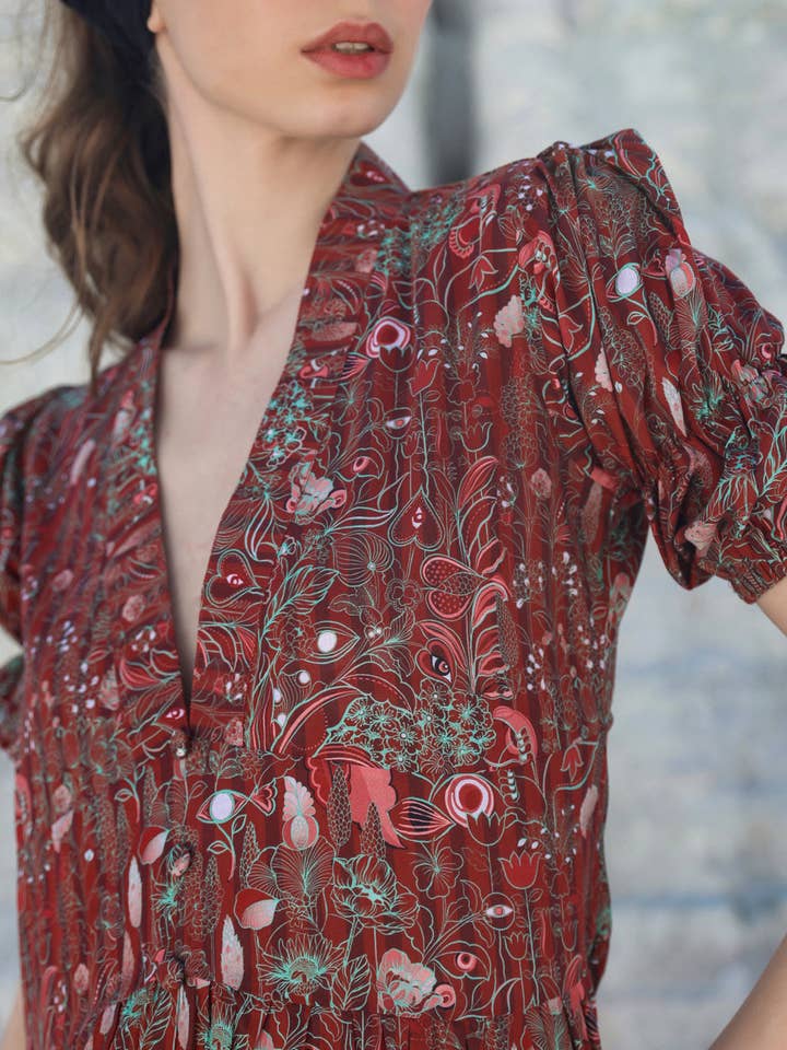 Multi Mocha eye midi dress for wholesale on Faire6