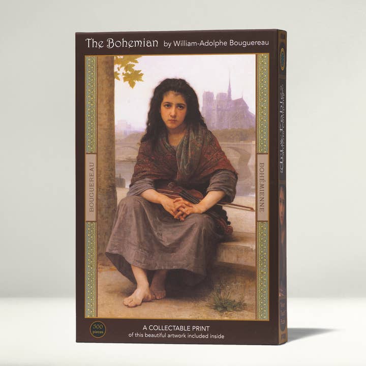 The Bohemian; 500-pc Velvet-Touch Jigsaw Puzzle (French) for wholesale by Art & Fable Puzzle Company, LLC