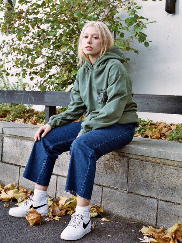 Military Green Hoodie With Printed 'The End Is Near' Design for wholesale by Dream But Do Not Sleep