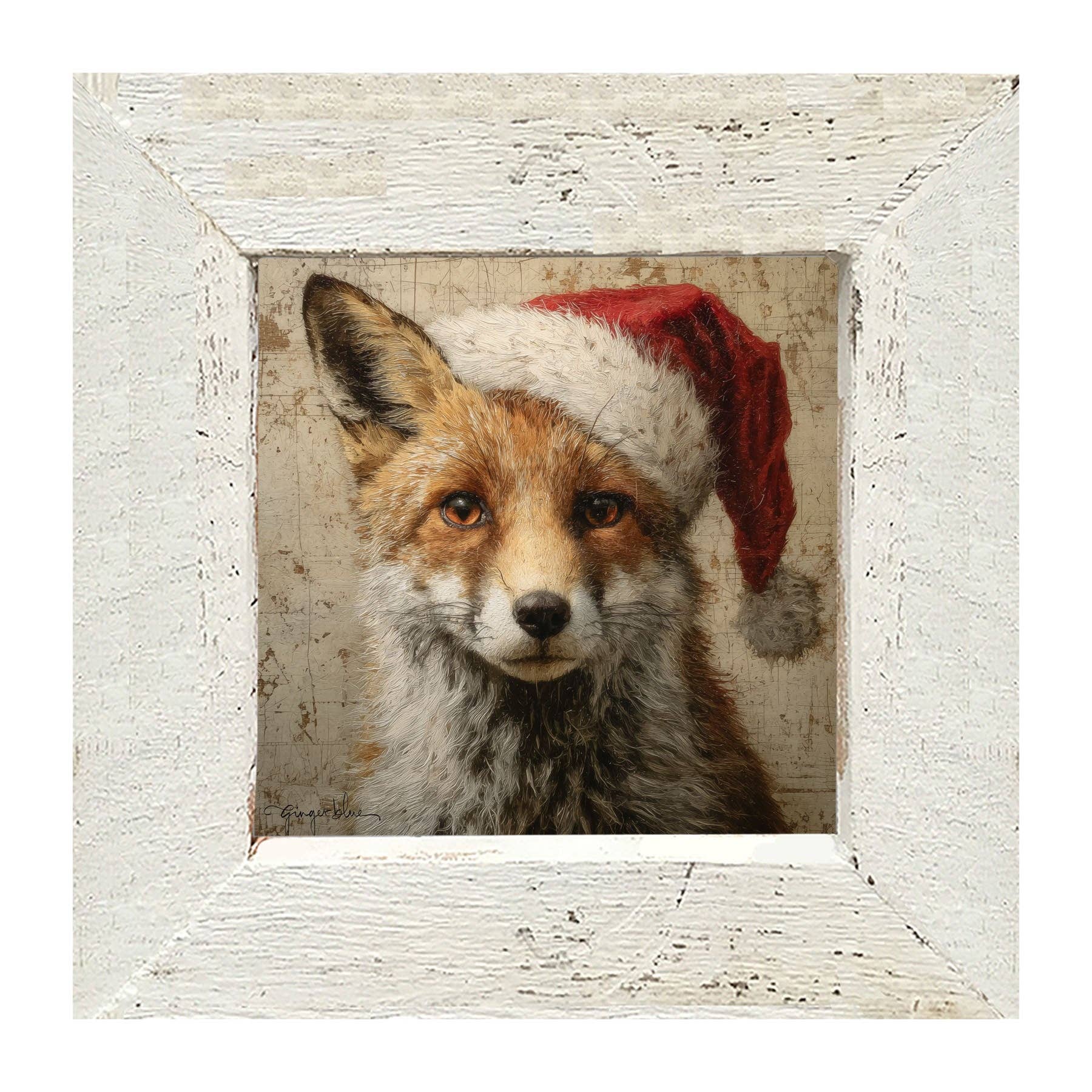 ginger blue - Wholesale Christmas Wall Art - Santa Hat Fox14