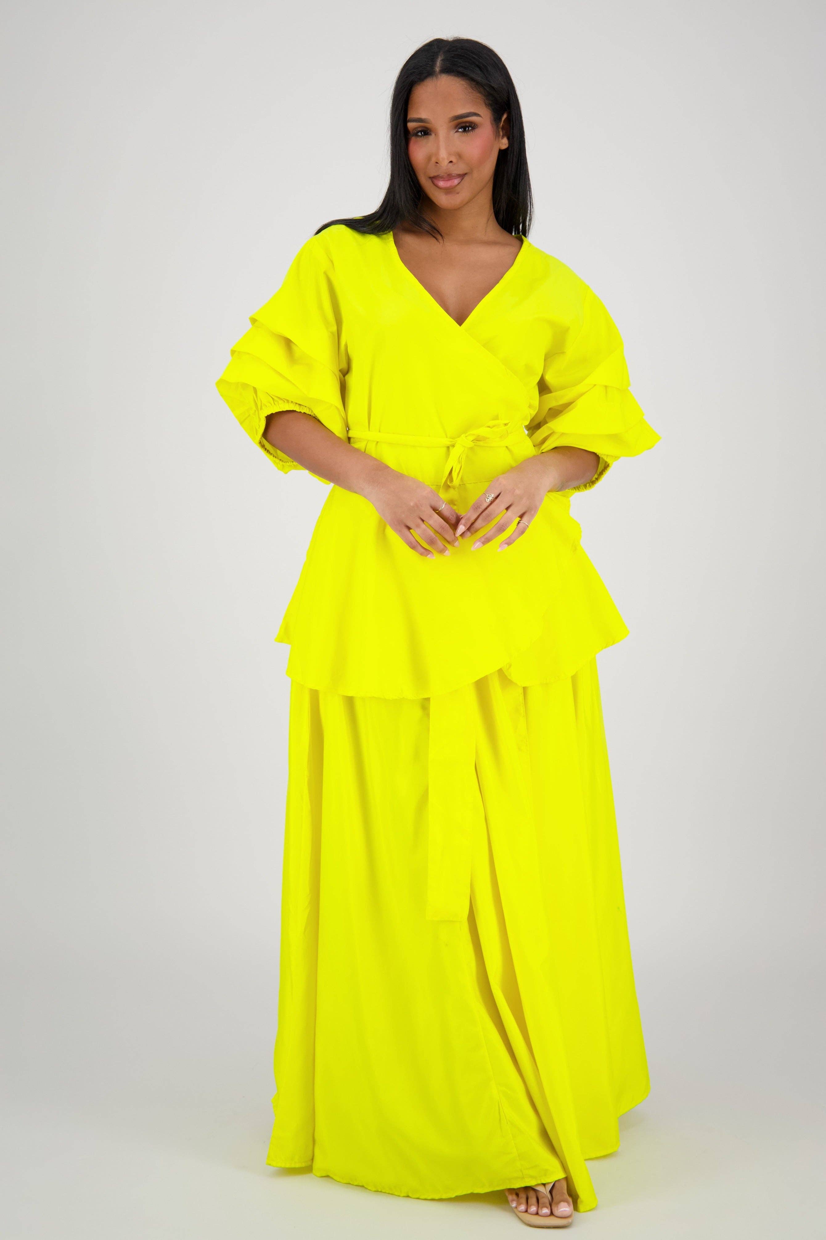 Advance Apparels – Großhandel Set aus Oberteil und Rock – Damen – Wickeloberteil-Rock-Set AS-250776