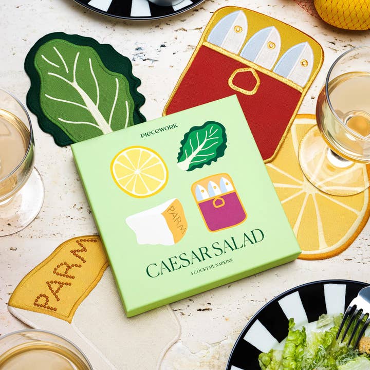 ✨NUOVO✨Tovaglioli da Cocktail Caesar Salad - Set di 4 per la vendita all'ingrosso da parte di Piecework