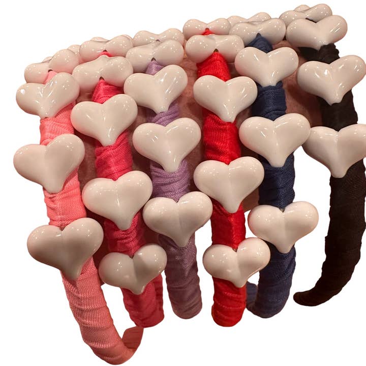 I Love It Valentine's Day Heart Beaded Headband for wholesale by Bows Etc.