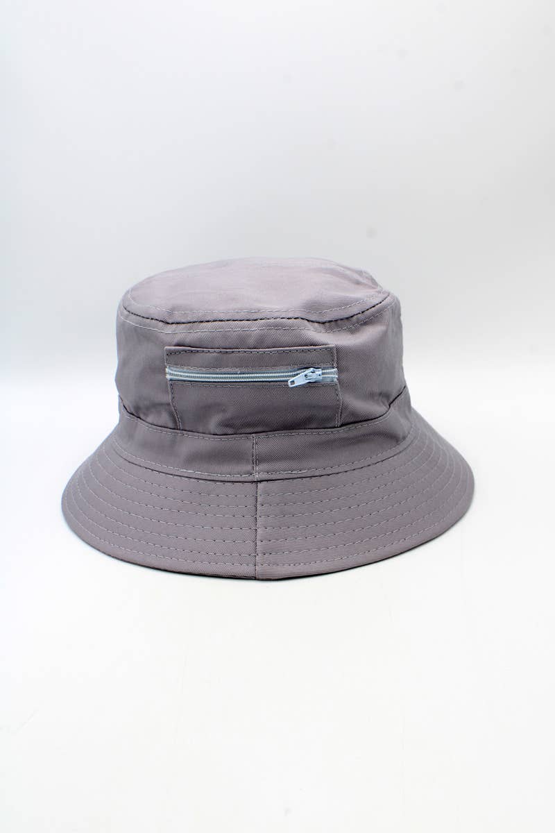 Hologramme Paris - Wholesale Bucket Hat - Unisex - Plain Cotton Classic Bucket Hat with Zip14