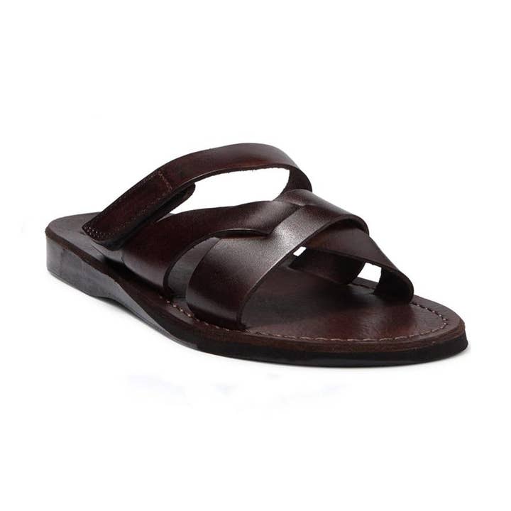 Philip - Ledersandale mit gewebtem Riemen | Braun für den Großhandel von Jerusalem Sandals