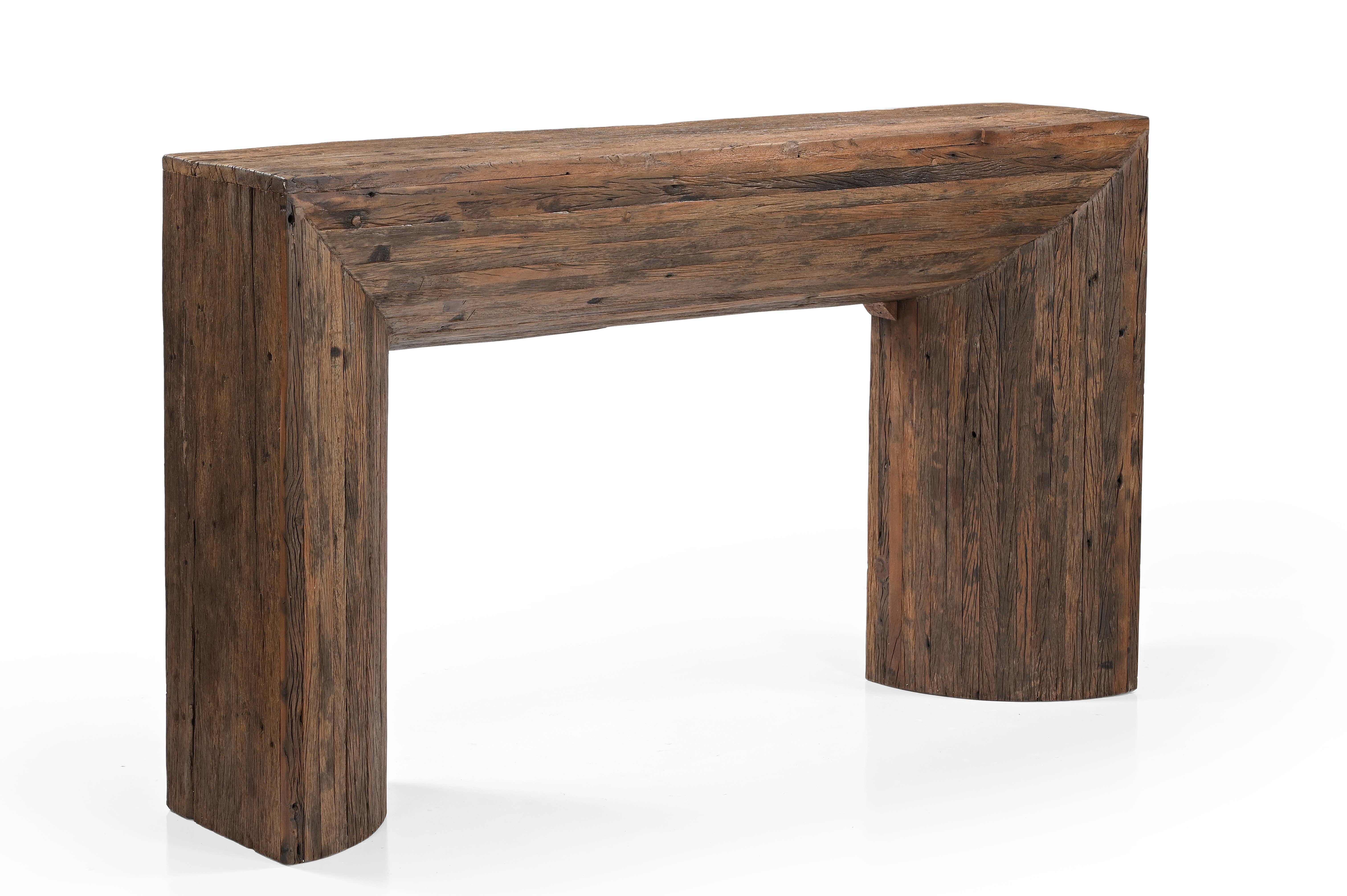 Wood Strips Console Table Natural H 35.5" & L 59" for wholesale on Faire5