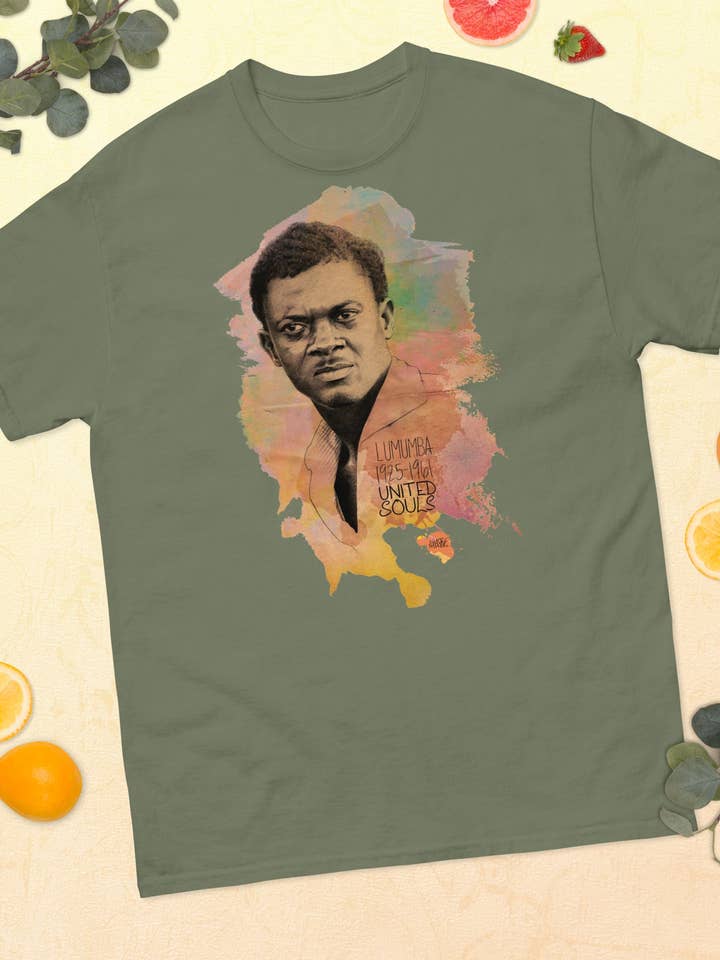 Patrice Lumumba color I La camiseta esencial unisex 100% algodón para venta al por mayor de UNITED SOULS