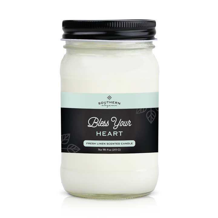 Bless Your Heart: Fresh Linen Scented Candle for wholesale by Southern Elegance Candle Co.