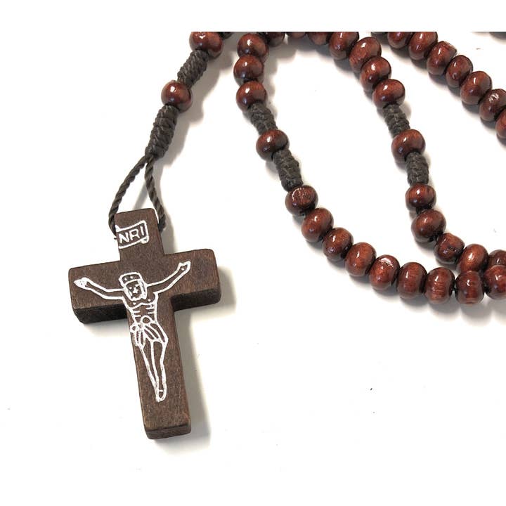 Costa Articoli Religiosi – wholesale Bönehalsband – Rosenkrans trä och rep mm. 5 rosenträ