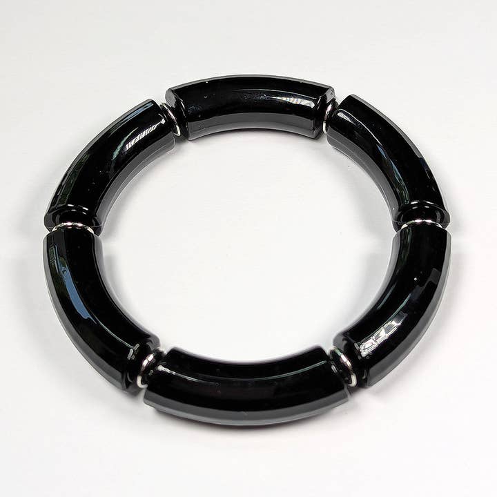 Black Chunky Bamboo Slip-on Acrylic Bracelet for wholesale by Stylish Jewelry Supply