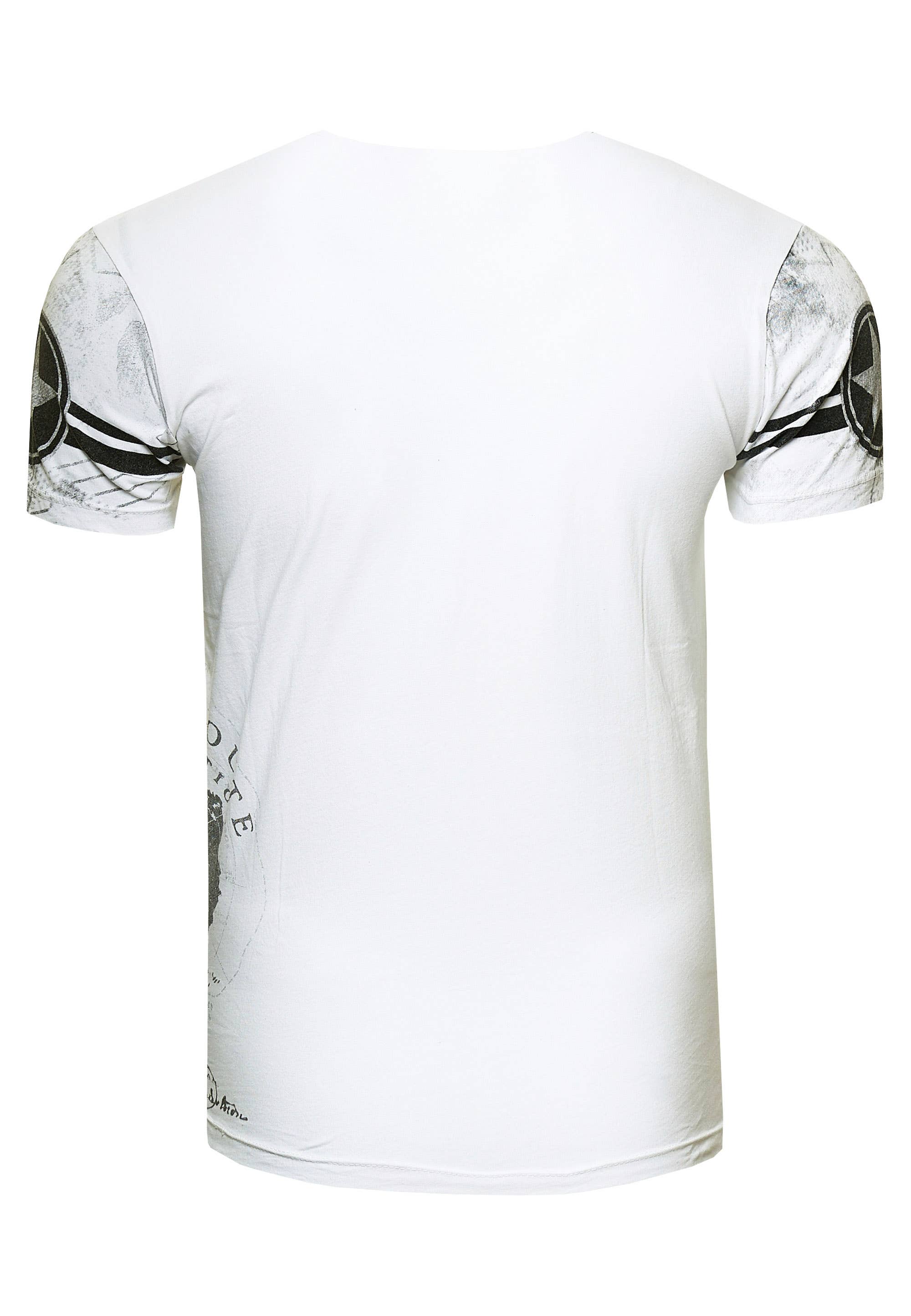 Rusty Neal - Wholesale Screen Printed T-Shirt - Men's - T-shirt with side button placket and logo print 2451