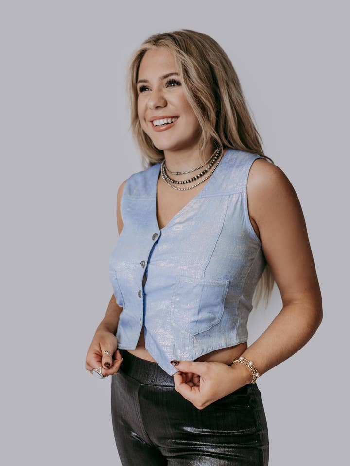 MK476 Metallic Vest for engroshandel hos Merigold Kiss