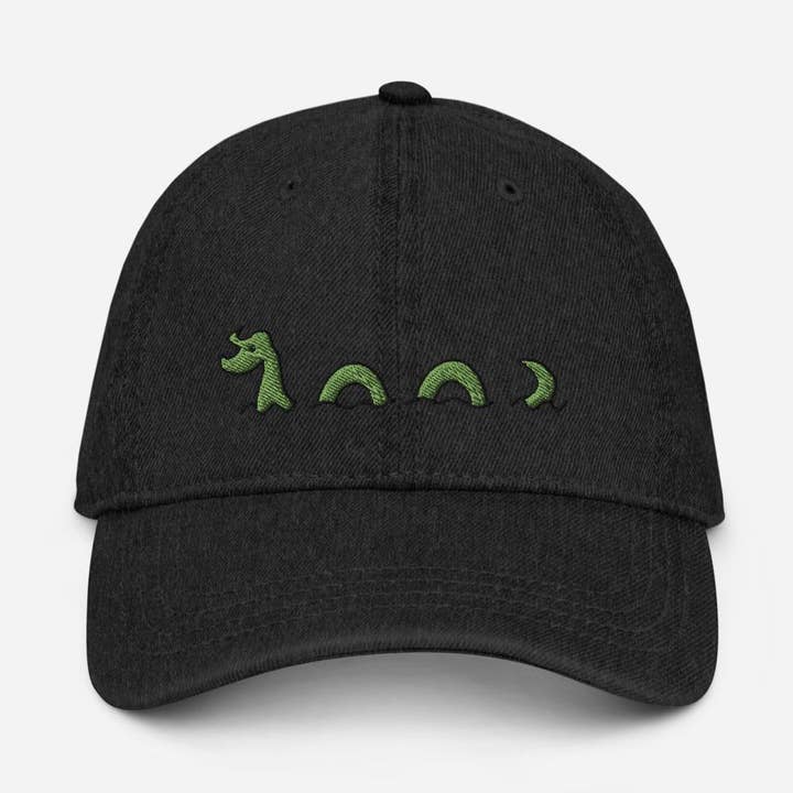 "Sea Monster" Embroidered Denim Hat for wholesale by Tiny Cow Designs