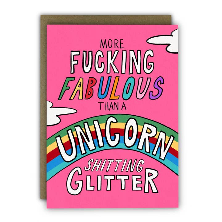 Funny Birthday Card - A6 - Unicorn Shitting Glitter for wholesale by RUNNING WITH SCISSORS