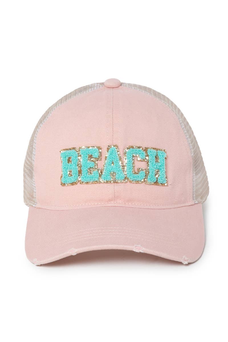 David And Young - Wholesale Trucker Hat - Women's - FWCAPM5203 - BEACH Chenille Emb Trucker hat0