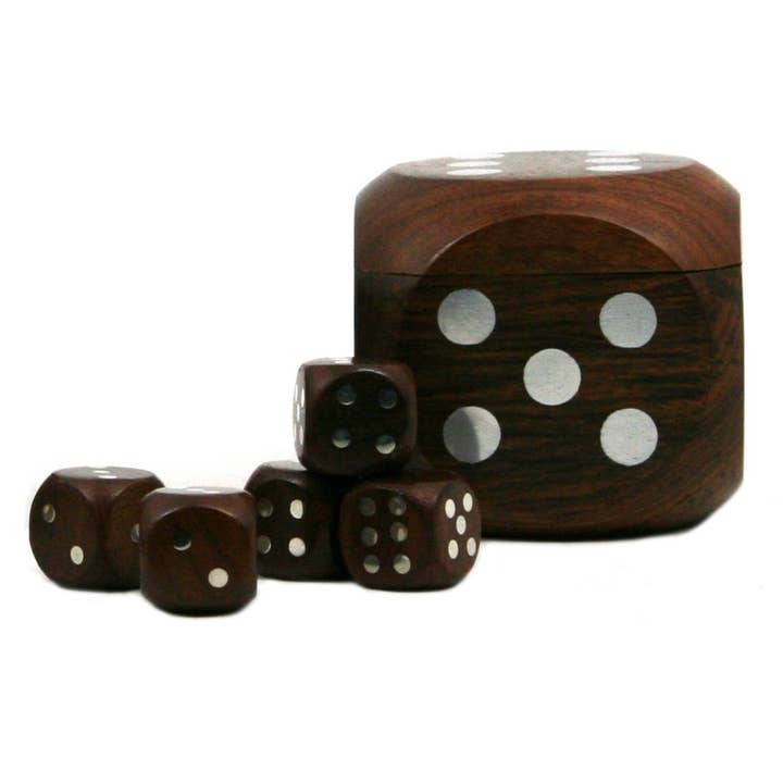 Authentic Models - Wholesale Dice - Dice Box With 5 Dices - Silver