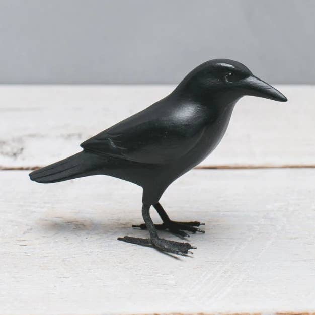 Mini Crow - 3.5"H -Carved Wooden Ornament for wholesale by Aviologie