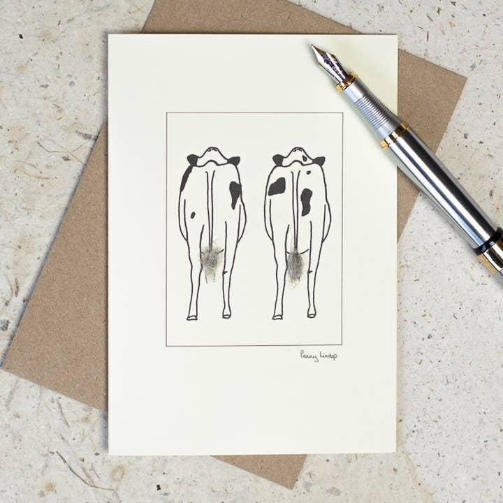 Papersheep UK – wholesale Vardagliga hälsningskort – Två frisiska kor gratulationskort | Animal Suvenir Card1
