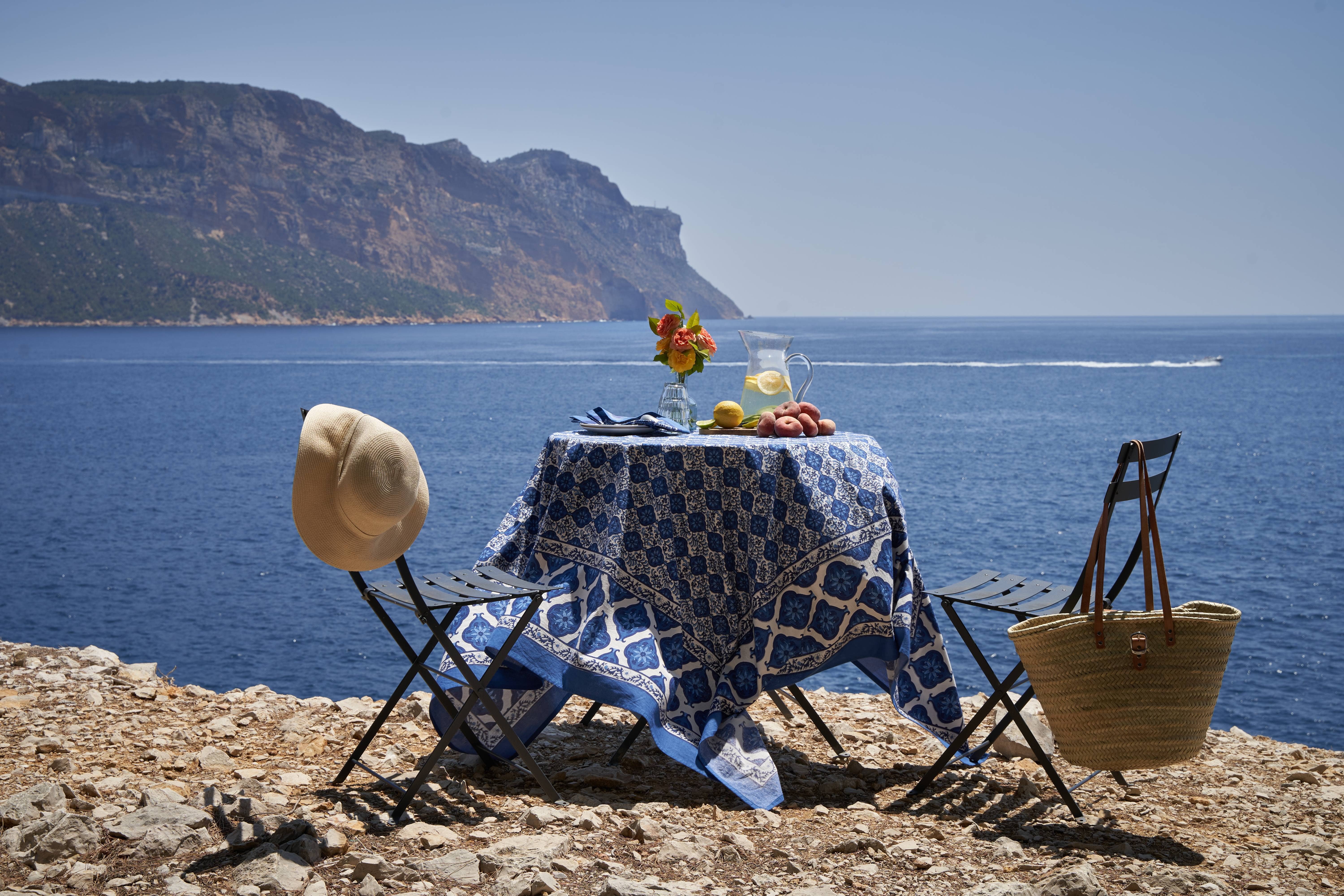 Caravan Home - Wholesale Tablecloth - Azulejo Blue Tablecloth9