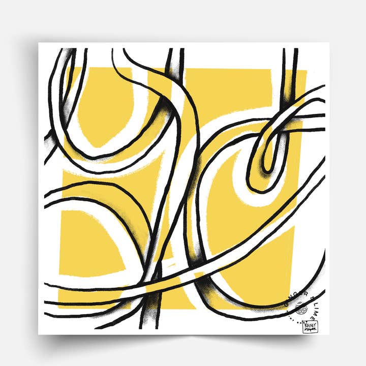 Ginger & Lime Print Shop - Wholesale Art Print - Off Set Yellow Tangle Screen Print0