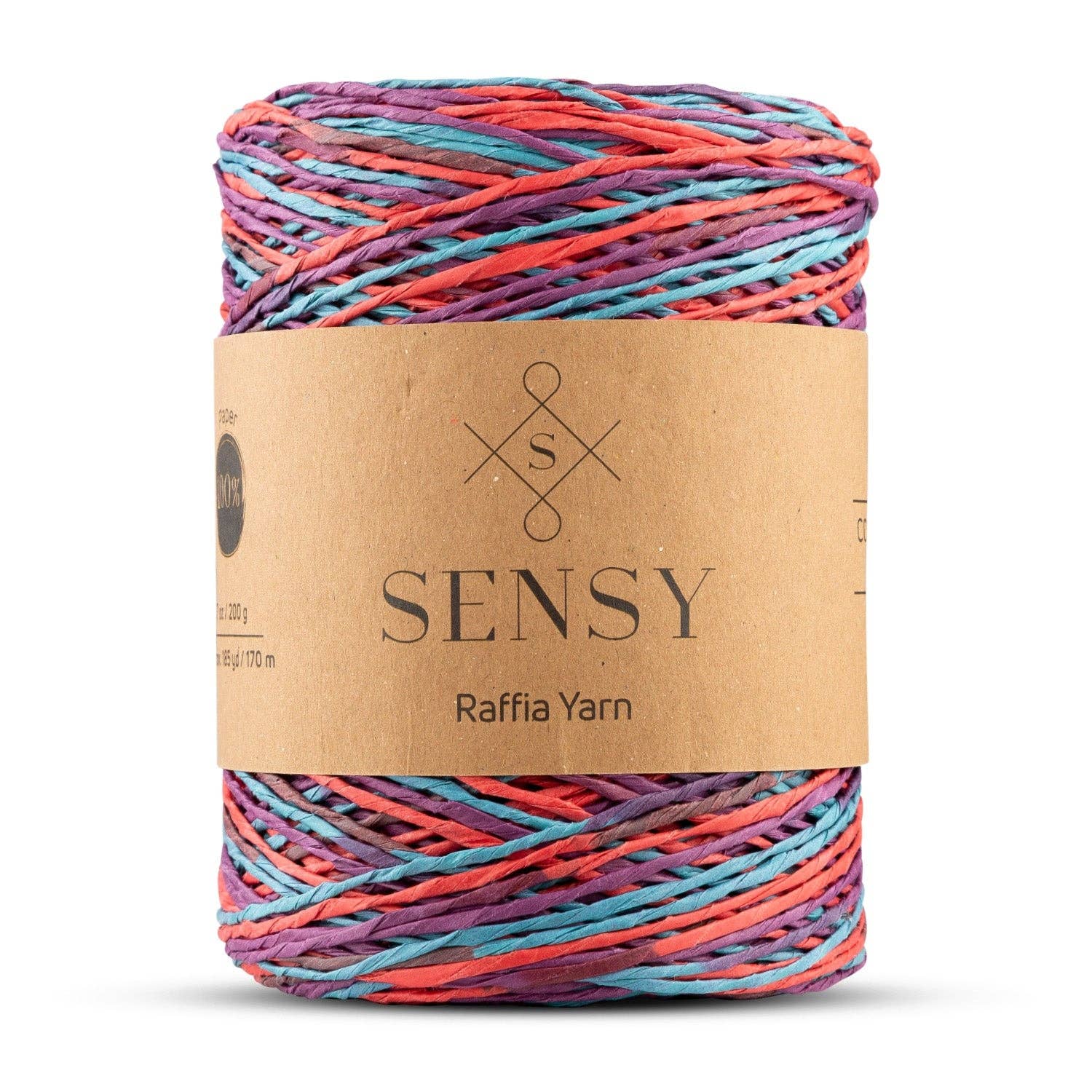 Sensy - Vendita all'ingrosso Lana - Sensy Premium filo di rafia multicolore 185 yard in carta 100%0