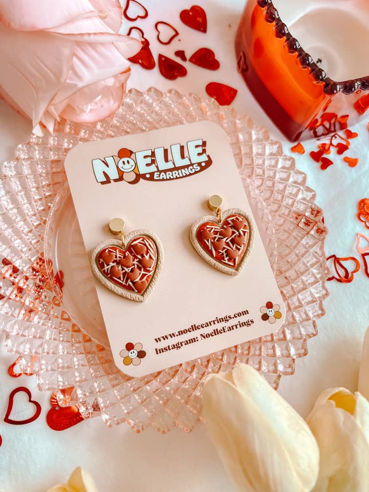 Heart Pizza Earrings | Valentines Polymer Clay Earrings for wholesale by Noelle Earrings