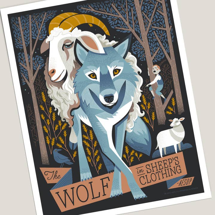 Wolf in schapenkleding voor wholesale door Lucie Rice Illustration and Design
