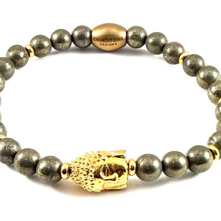 Pulsera Elástica Buda Dorado - 6 mm para venta al por mayor de Crunchy Diva Designs