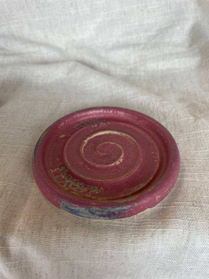 Dark Pink Mini Soap Dish for wholesale by Charlotte Manser Ceramics