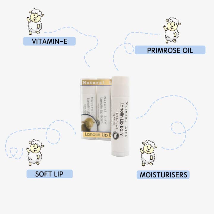 Natural Life – wholesale Läppbalsam – Natural Life™ Lanolin läppbalsam med vitamin E och nattljusolja (3-PACK)