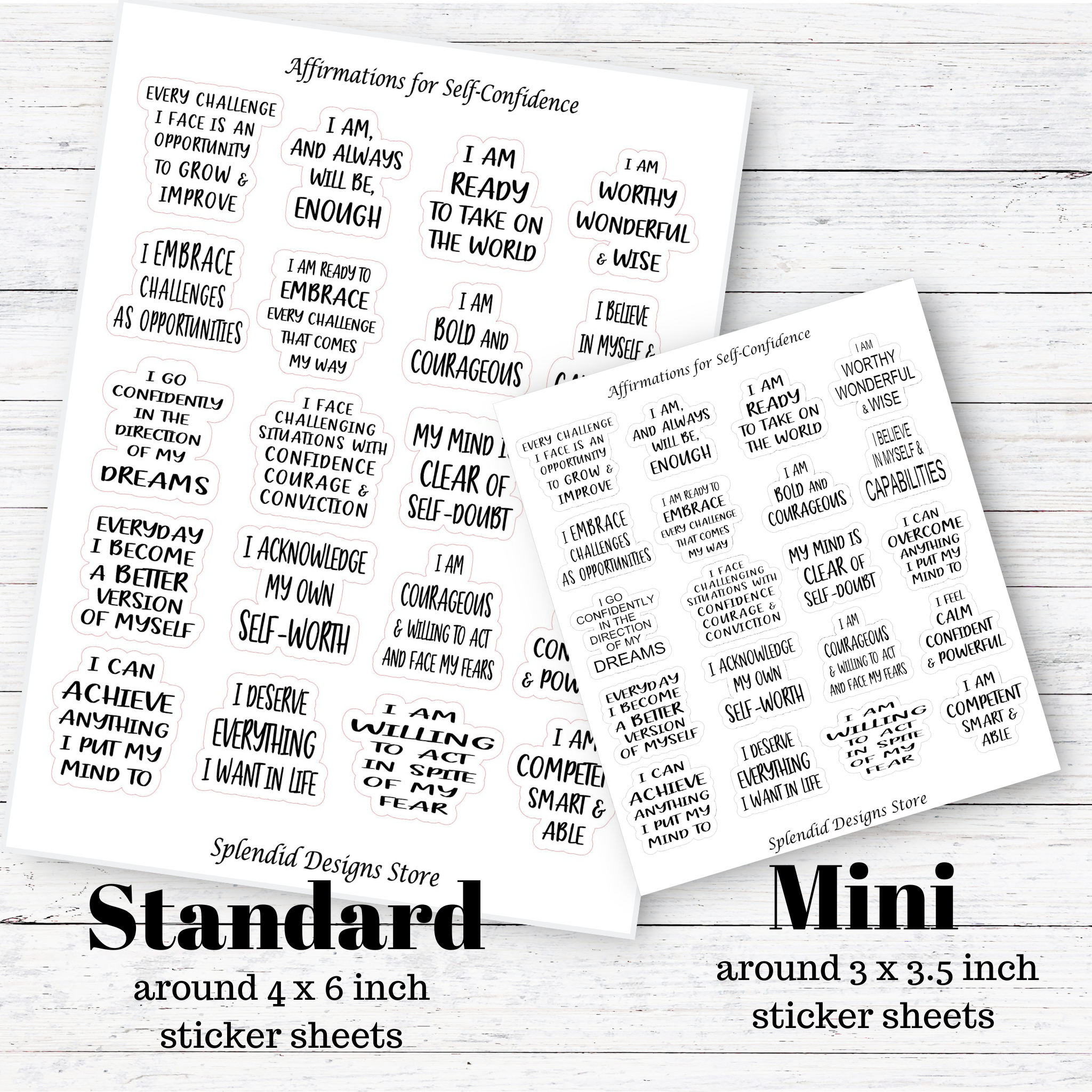 Splendid Designs Store - Wholesale Sticker - Positive Affirmations for Self-Confidence Sticker Sheet2
