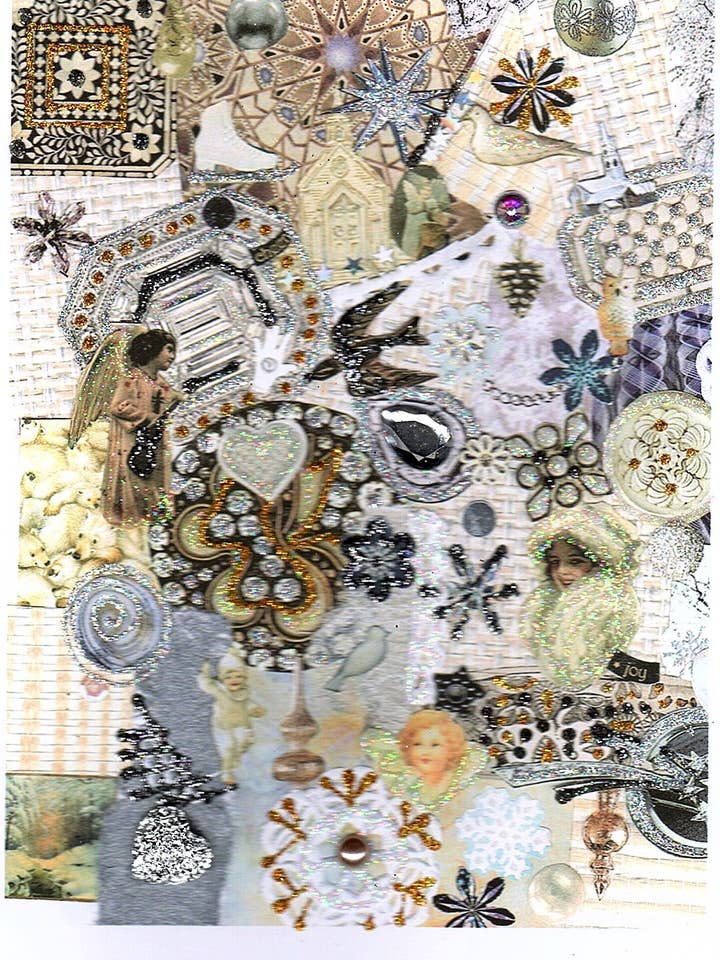 Cartão de Férias Prateado, Cartão Colagem Férias, Cartão Inverno por atacado de Erica DiPaolo Designs