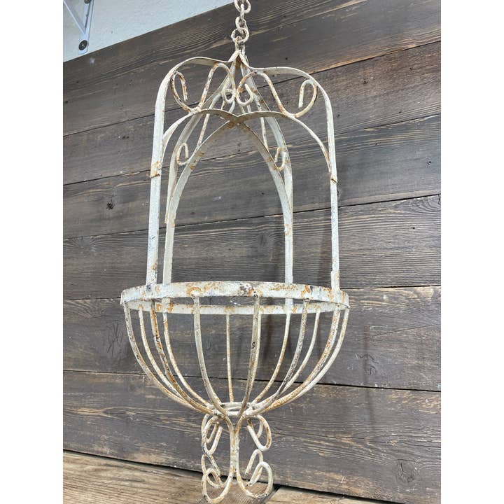 My Amigos Imports - Wholesale Hanging Planter - La Belle Hanging Iron Planter Garden Basket-White-28 inches