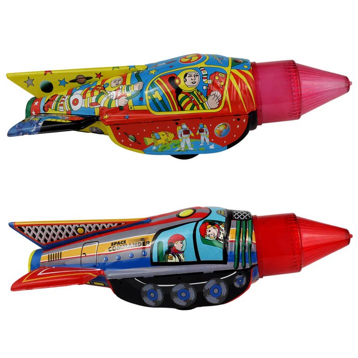 2-piece set space tin toy rocket spaceship tin rocket for wholesale by Tribal Trade GmbH