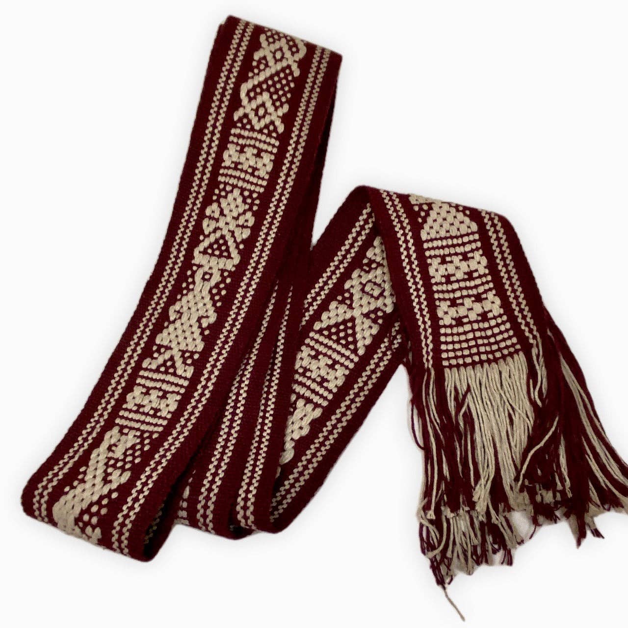 Gracias MX - Wholesale Belt - Women's - Hand woven belt in bordeaux and beige hues3