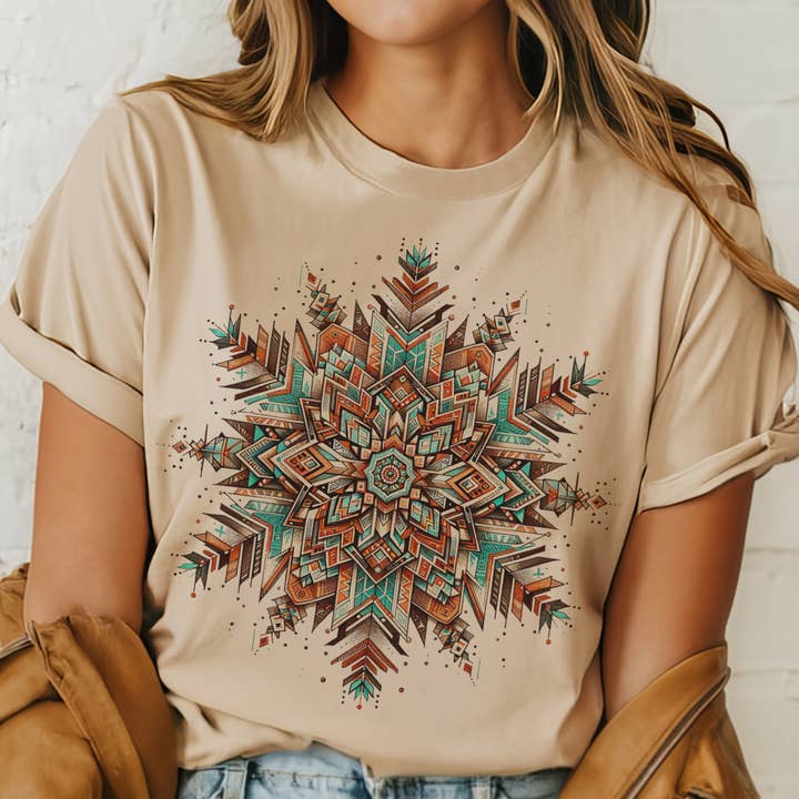Par.tees by Party On! - Wholesale T-Shirt (Graphic) - Women's - Western Aztec Graphic Tee Southwestern Snowflake Tshirt1