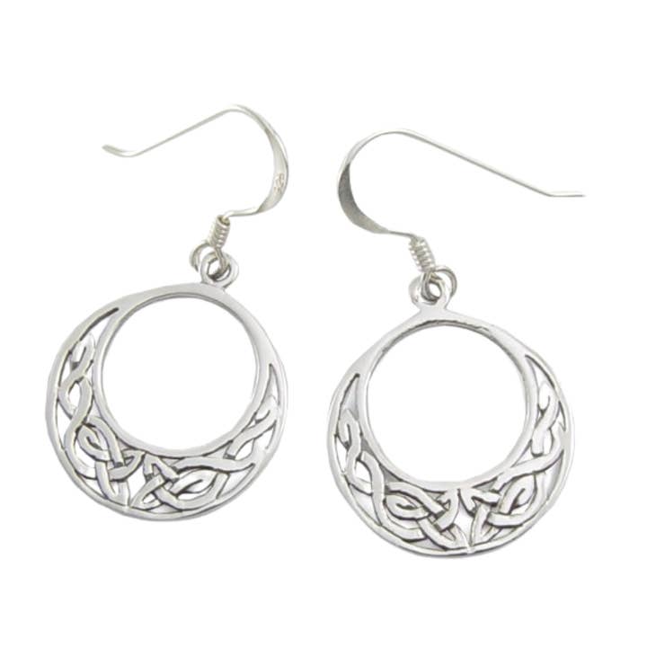 Open Circle Celtic Knot Earrings, Sterling Silver for wholesale by The Green Gecko