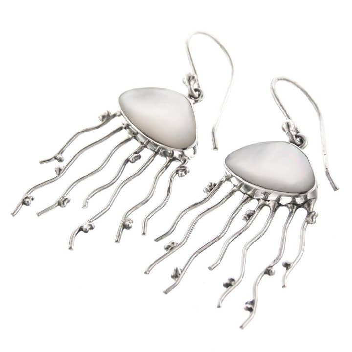 925 sterling zilveren parelmoer kwal sterling oorbellen, 3,5 cm voor wholesale door FifiRose